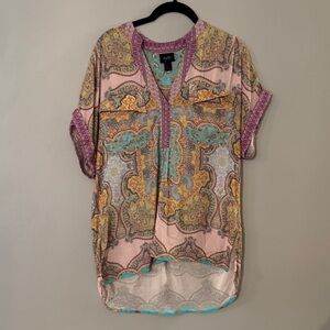 Daytrip Purple and Gold Patterned Blouse